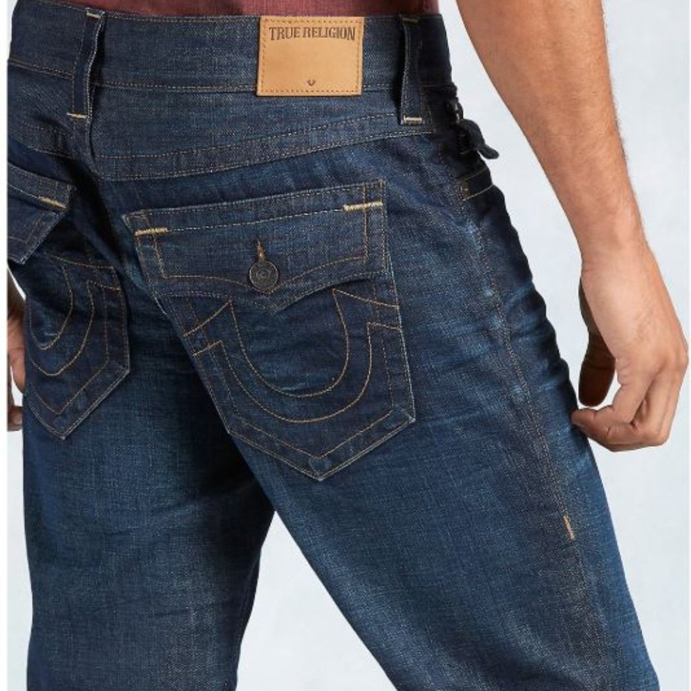 True Religion Mens Ricky Relaxed Straight with Flaps Jeans Size 40X33